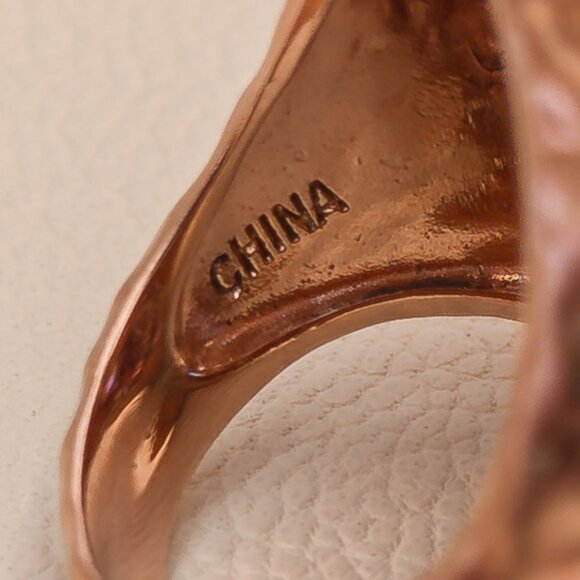 Sterling Silver Hammered Disc Ring with Mixed-Cut CZ — Rose Finish, Size 6 - Picture 8 of 11